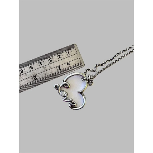 Brighton Silver Colored Tone Love Heart Chain Necklace with Crystals - Picture 3 of 5